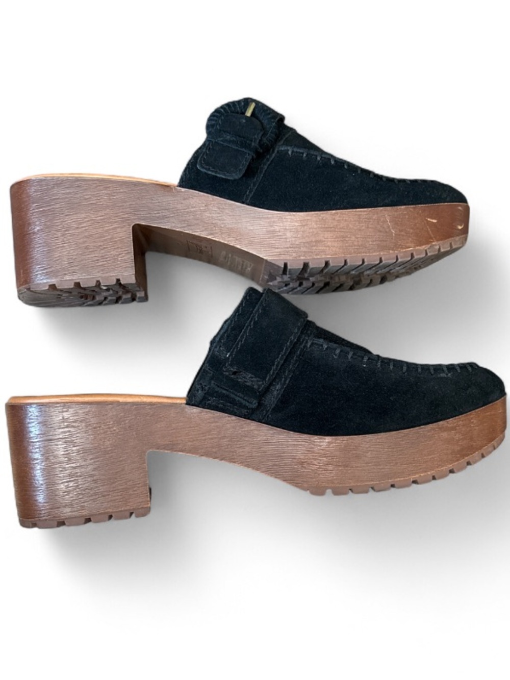 Zodiac Black Suede Slip-On Platform Clog Mules Block Heel Retro Women’s Size 10